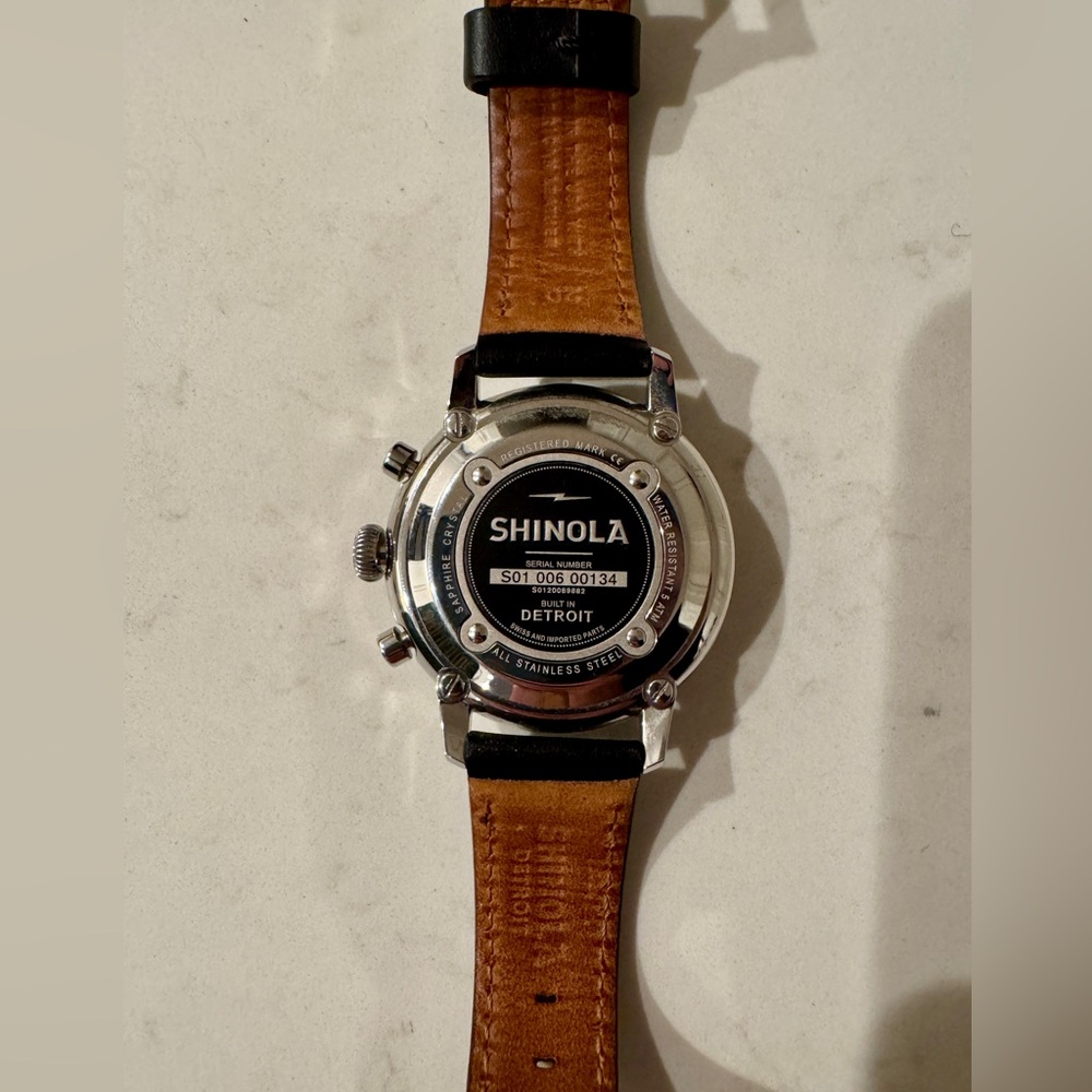 Shinola Bedrock Chronograph Watch with Black Leather Strap - Picture 5 of 14